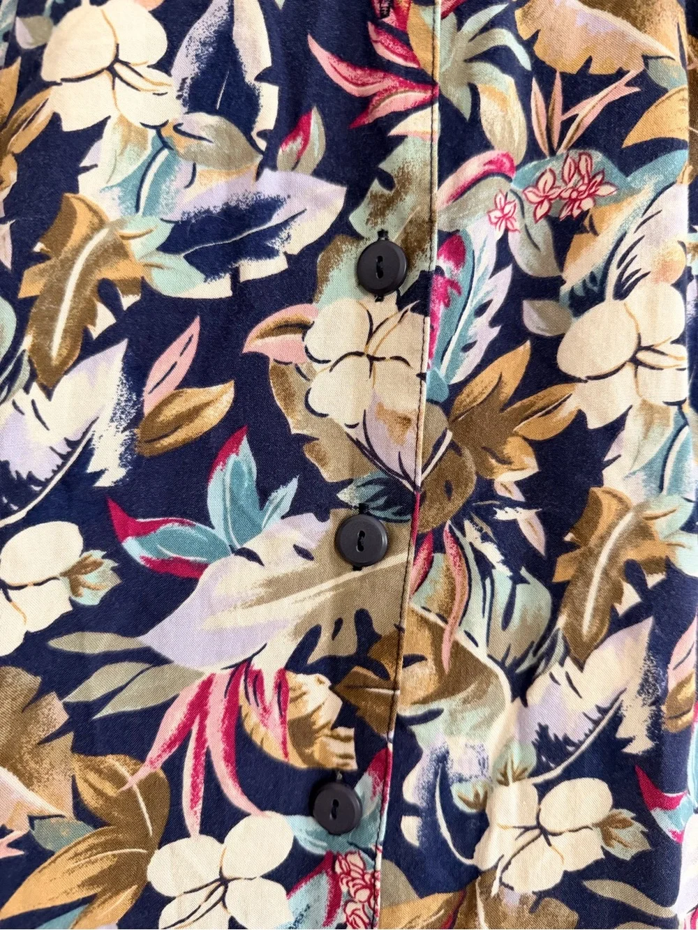 Vintage Sag Harbor Tropical Button Front Midi Skirt